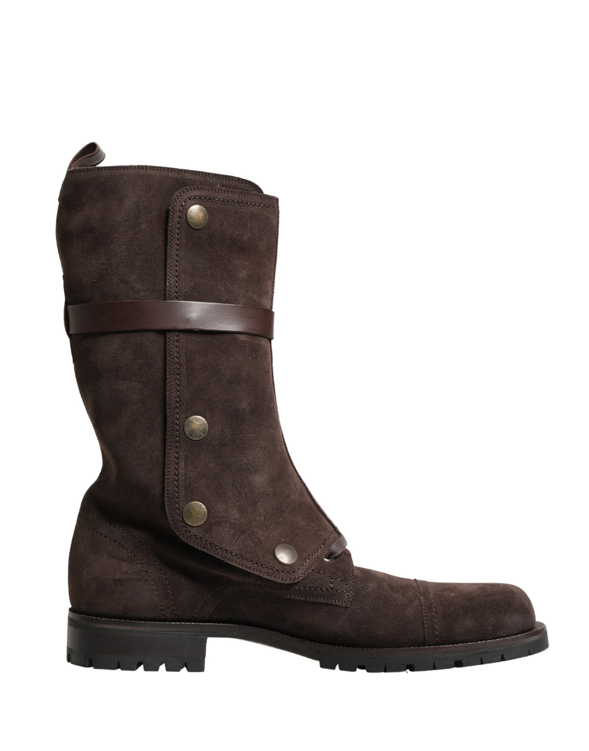 Dolce & Gabbana Brown Suede Leather Combat Ankle Boots Shoes