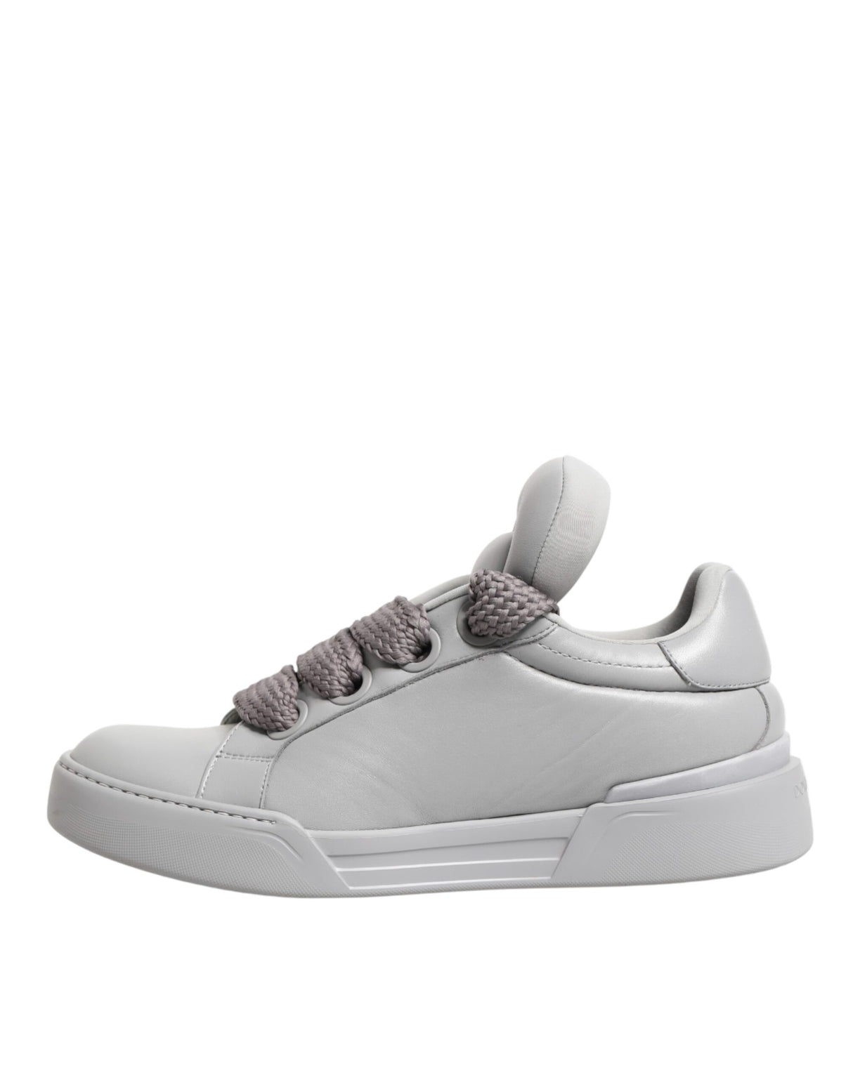 Dolce & Gabbana White Leather Gray Laces Low Top Sneakers Shoes