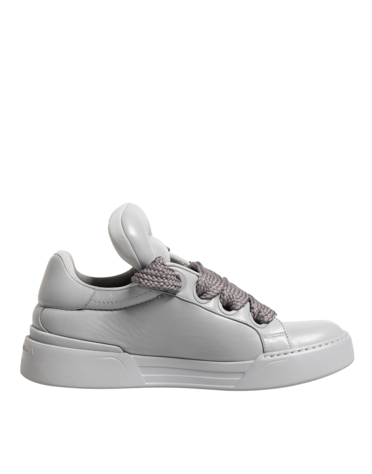 Dolce & Gabbana White Leather Gray Laces Low Top Sneakers Shoes