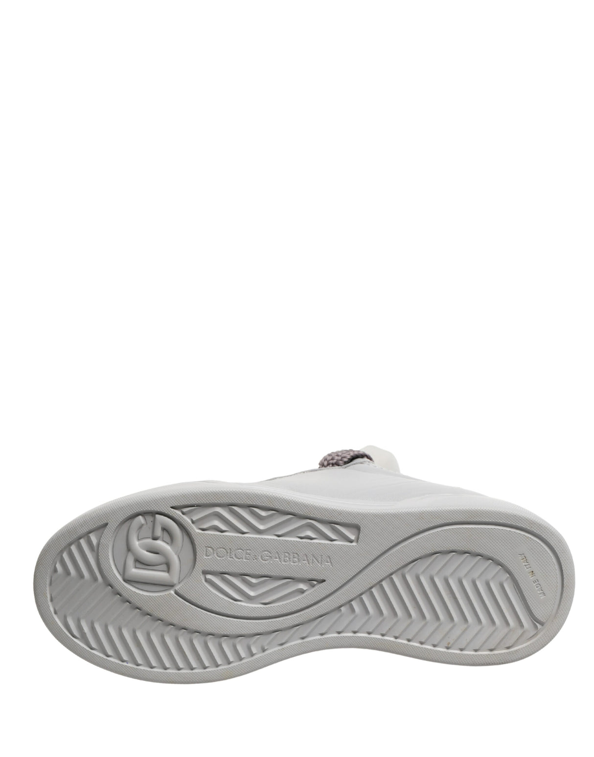 Dolce & Gabbana White Leather Gray Laces Low Top Sneakers Shoes