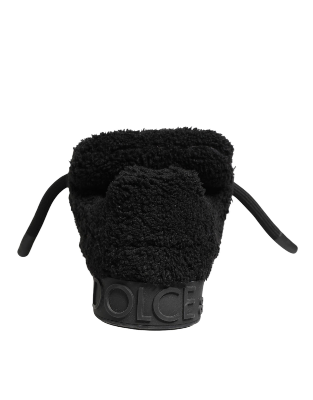 Dolce & Gabbana Black Portofino Shearling Low Top Sneakers Shoes
