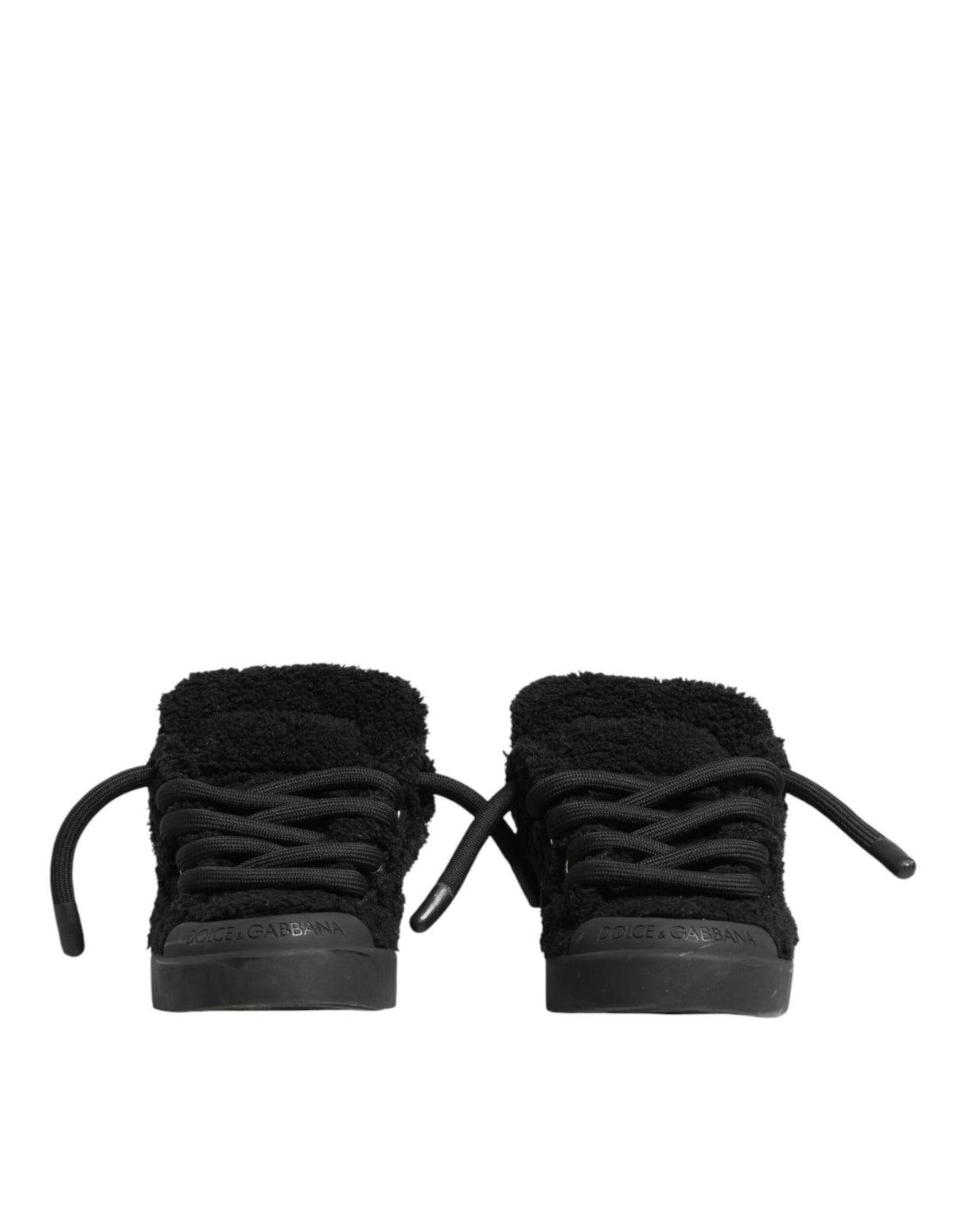Dolce & Gabbana Black Portofino Shearling Low Top Sneakers Shoes