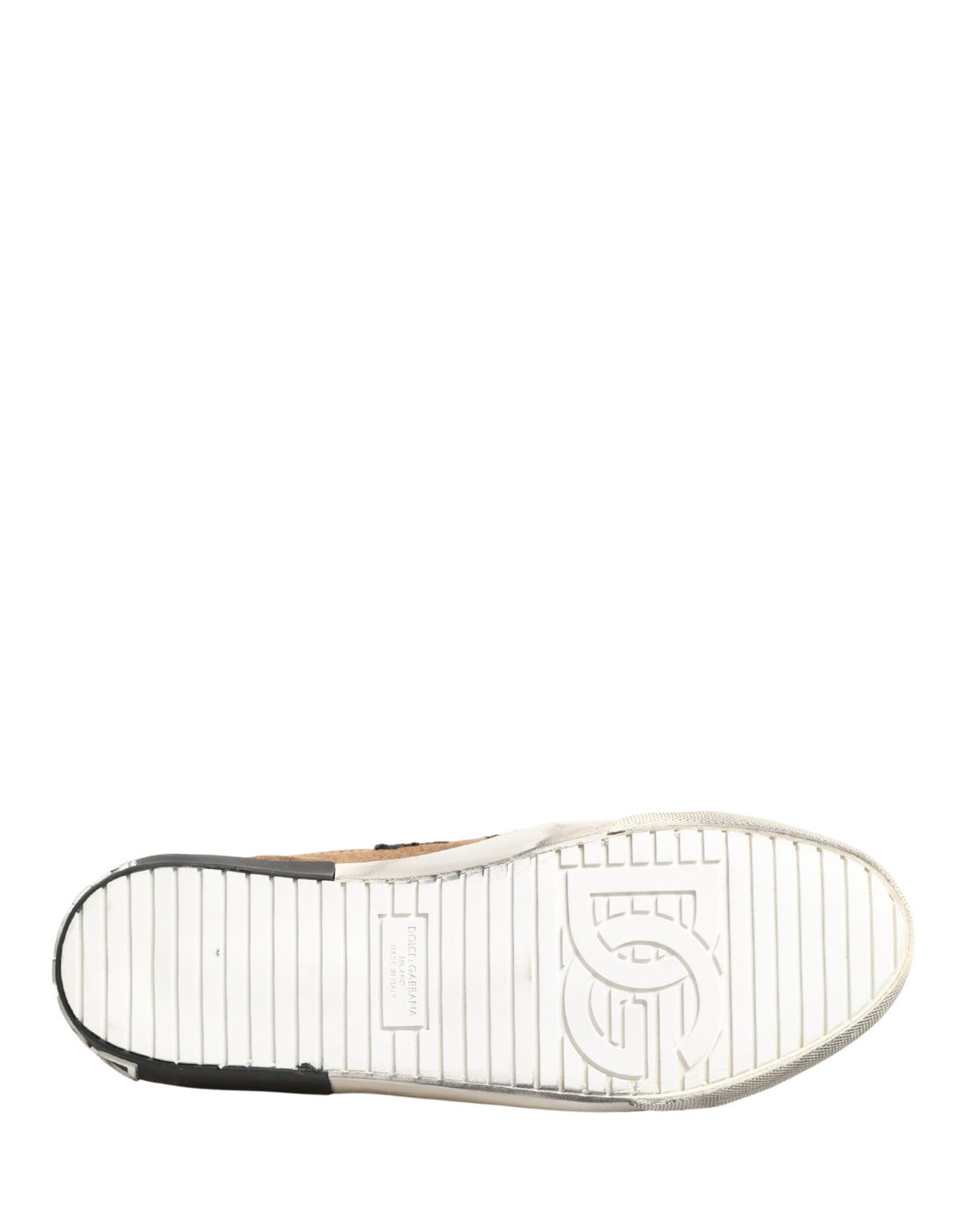 Dolce & Gabbana Brown Black Patch Denim Low Top Sneakers Shoes