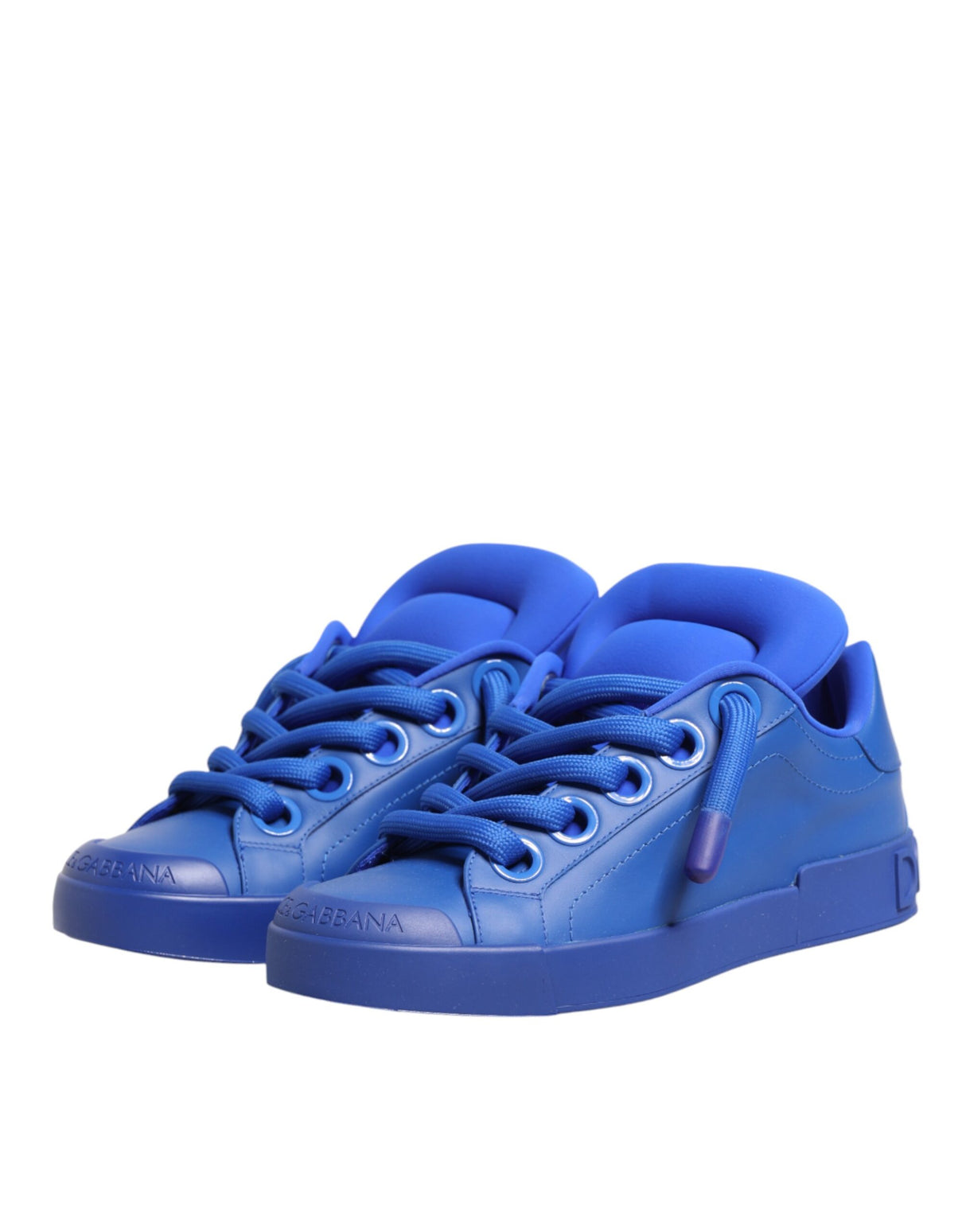 Dolce & Gabbana Blue Leather DG Logo Sole Low Top Sneakers Shoes