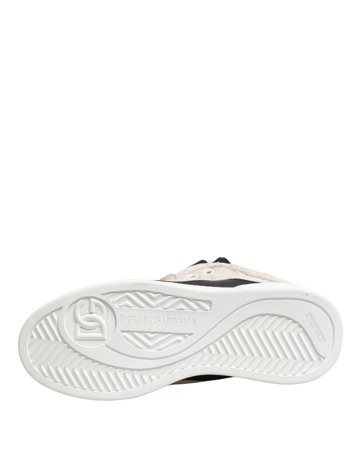 Dolce & Gabbana Taupe White Suede Leather Low Top Sneakers Shoes