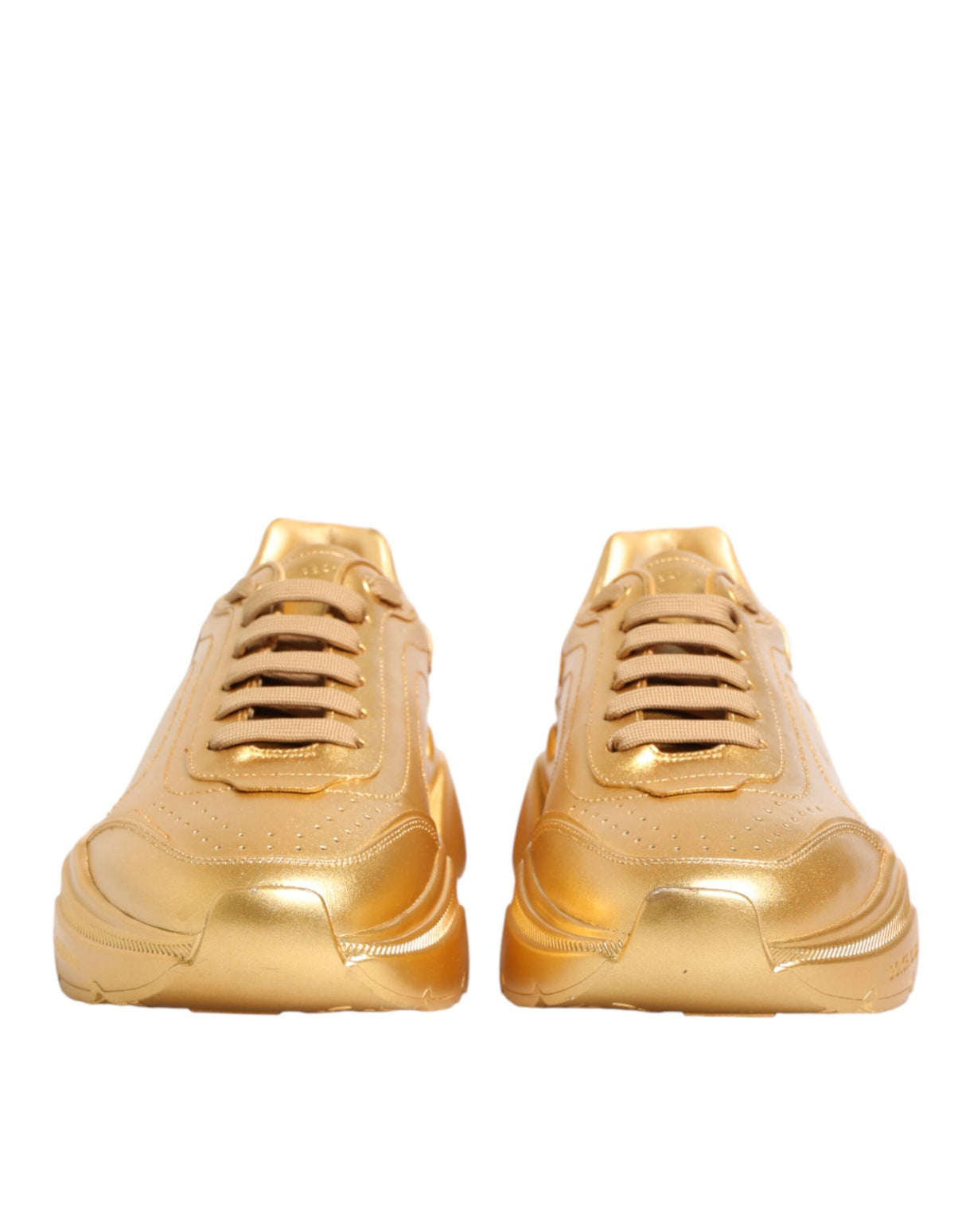 Dolce & Gabbana Gold Leather Daymaster Chunky Sneakers Shoes