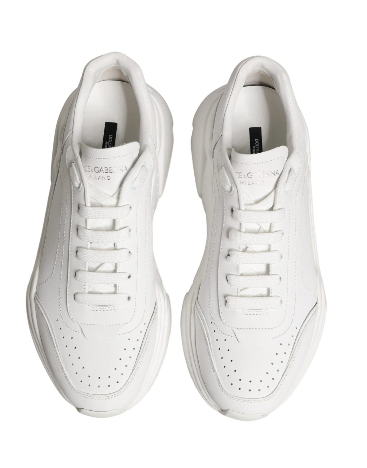 Dolce & Gabbana White Calfskin Leather Low Top Sneakers Shoes