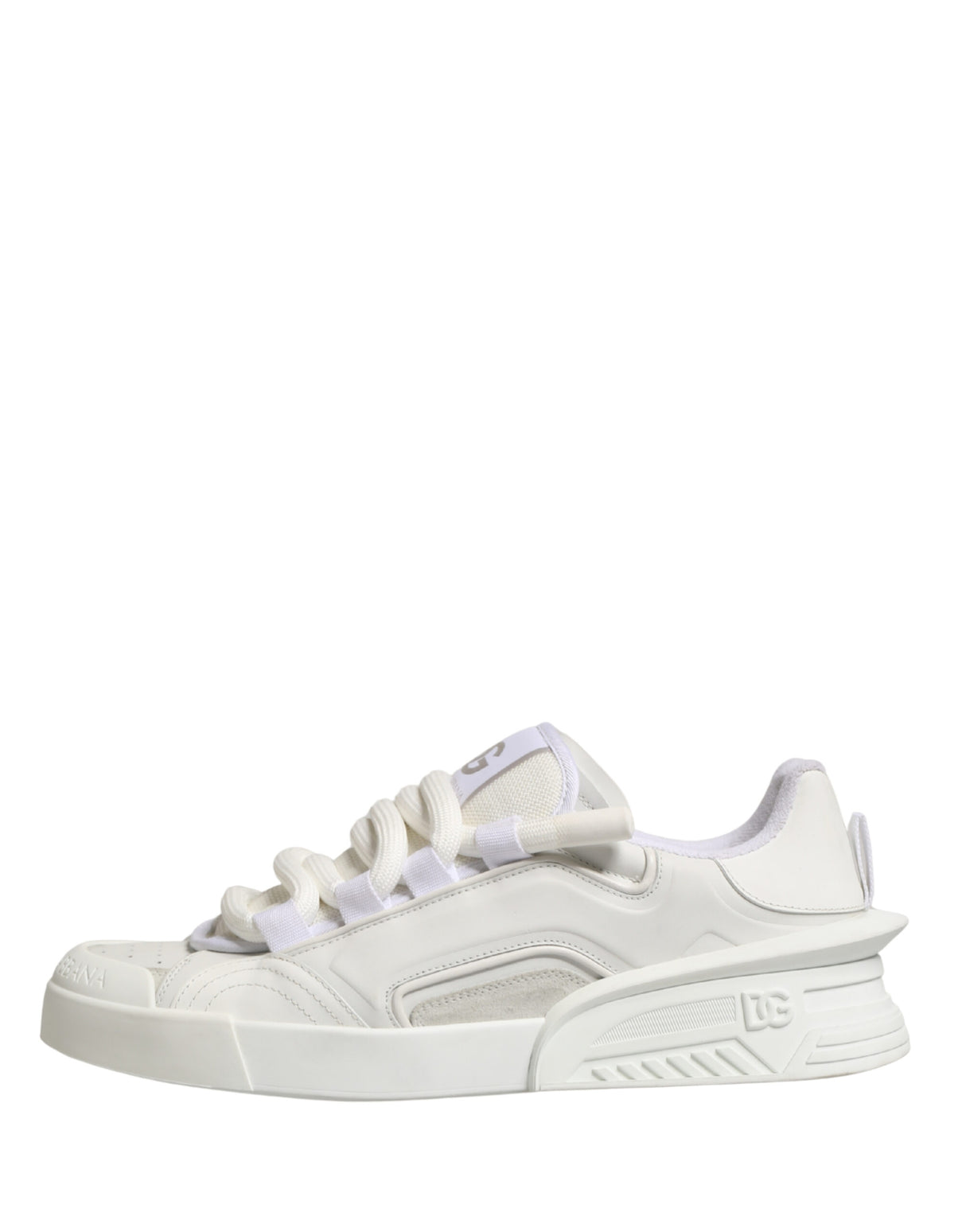 Dolce & Gabbana White Calfskin Leather Low Top Sneakers Shoes