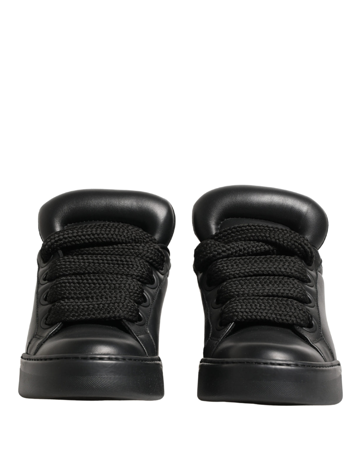 Dolce & Gabbana Black Leather Portofino Low Top Sneakers Shoes