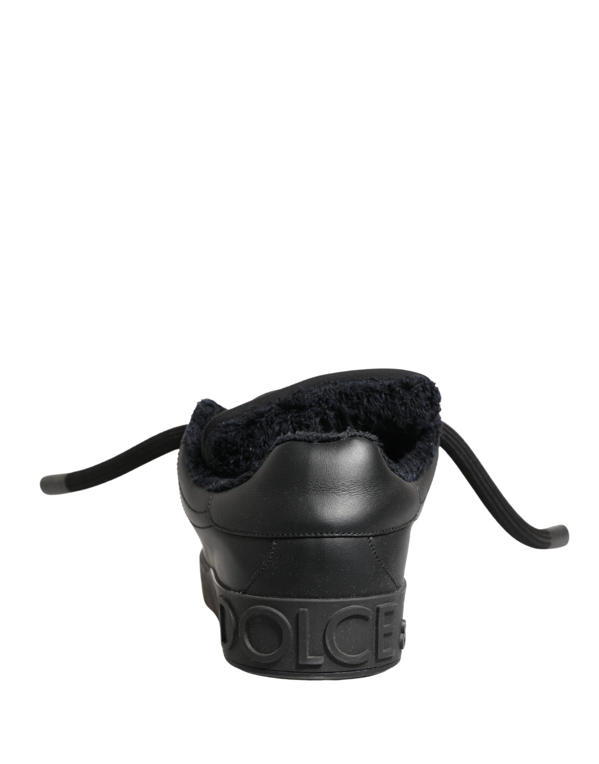 Dolce & Gabbana Black Calf Leather Nappa Lace-Up Sneakers Shoes