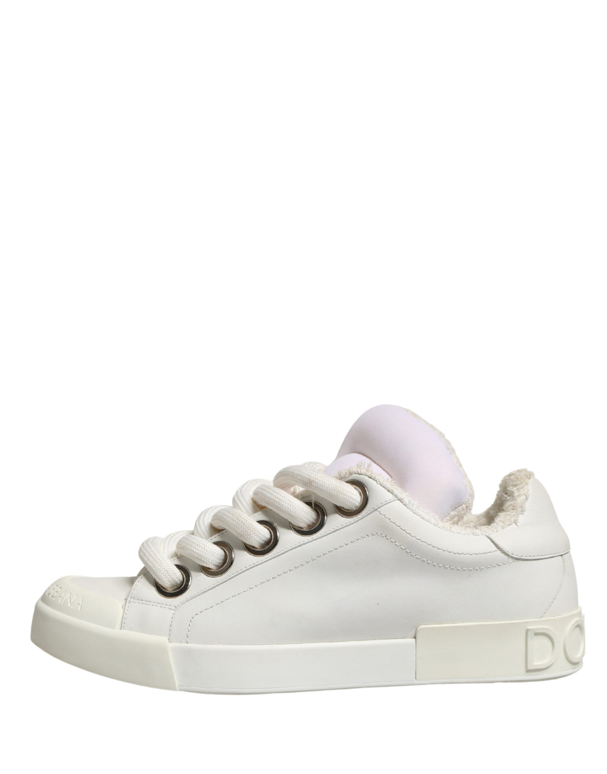 Dolce & Gabbana White Shearling Fur Bianco Low Top Sneakers Shoes