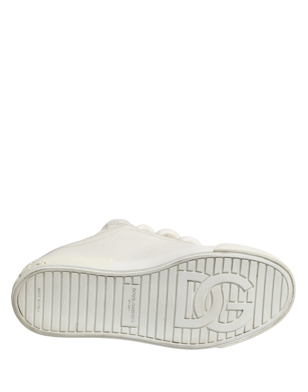 Dolce & Gabbana White Shearling Fur Bianco Low Top Sneakers Shoes