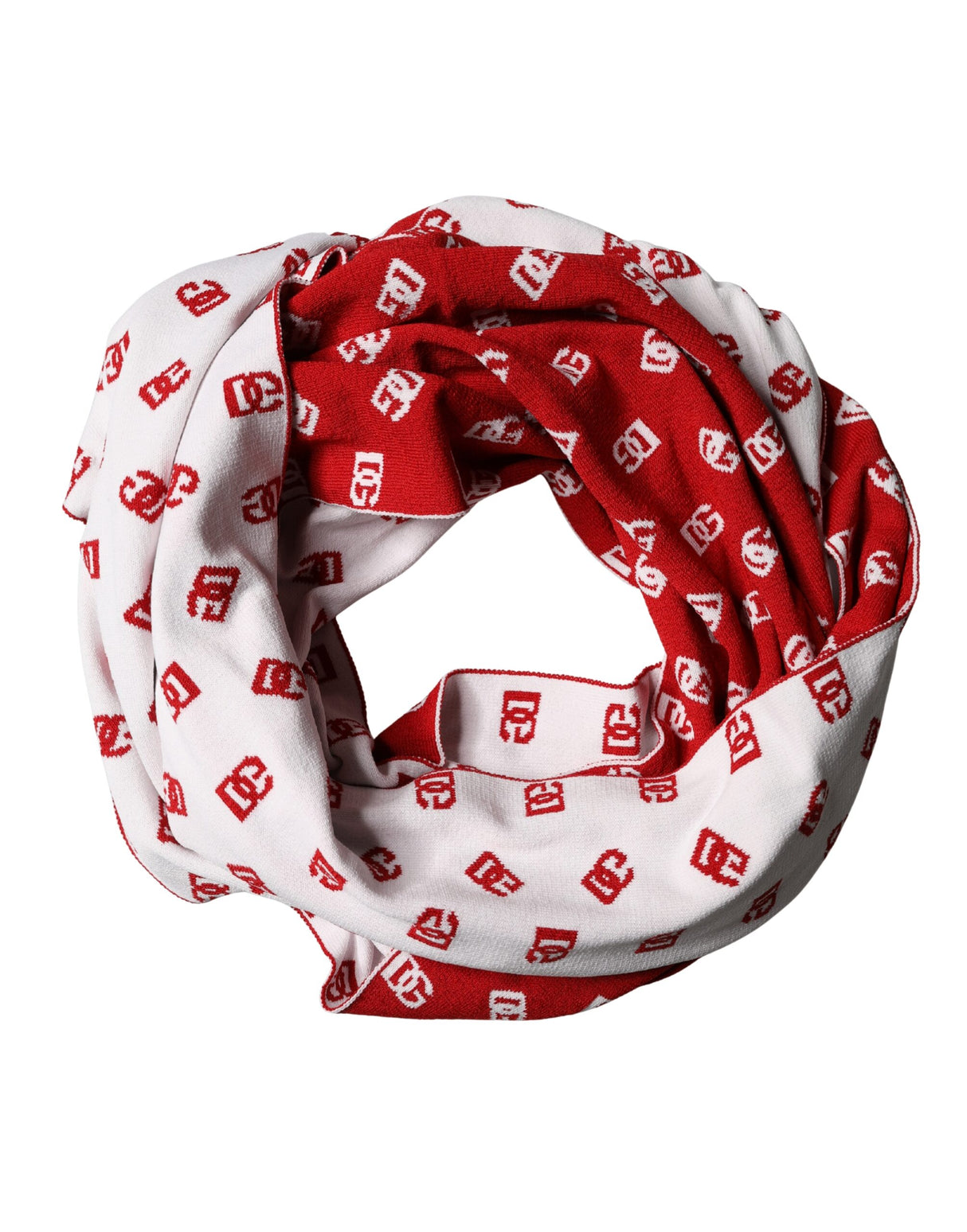Dolce & Gabbana Red White Logo Print Foulard 201cm x 40.5cm Men Scarf
