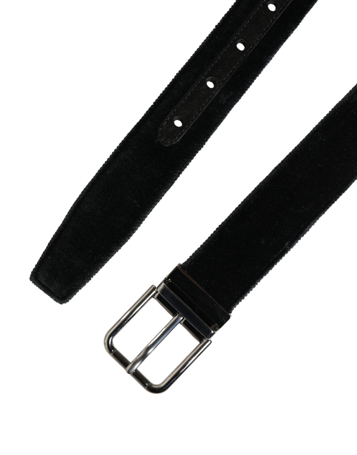 Dolce & Gabbana Black Suede Silver Tone Metal Buckle Men Belt