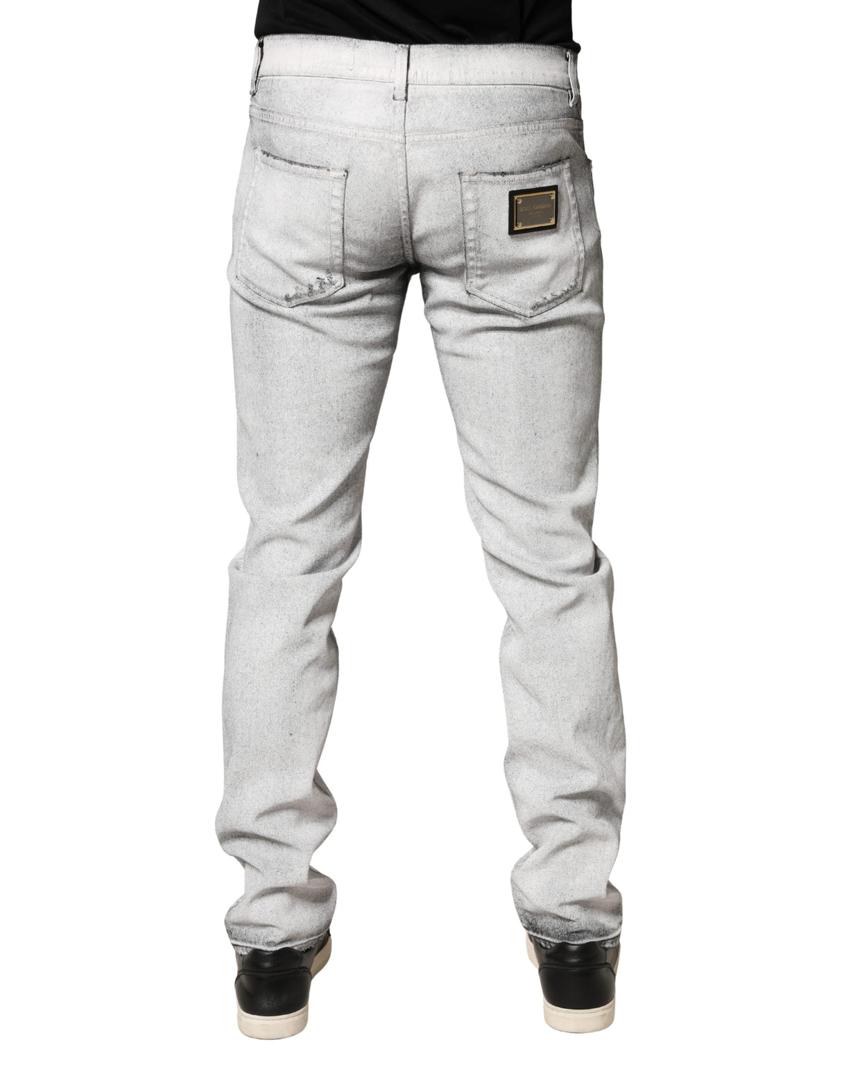 Dolce & Gabbana Light Gray Distressed Skinny Men Denim Jeans