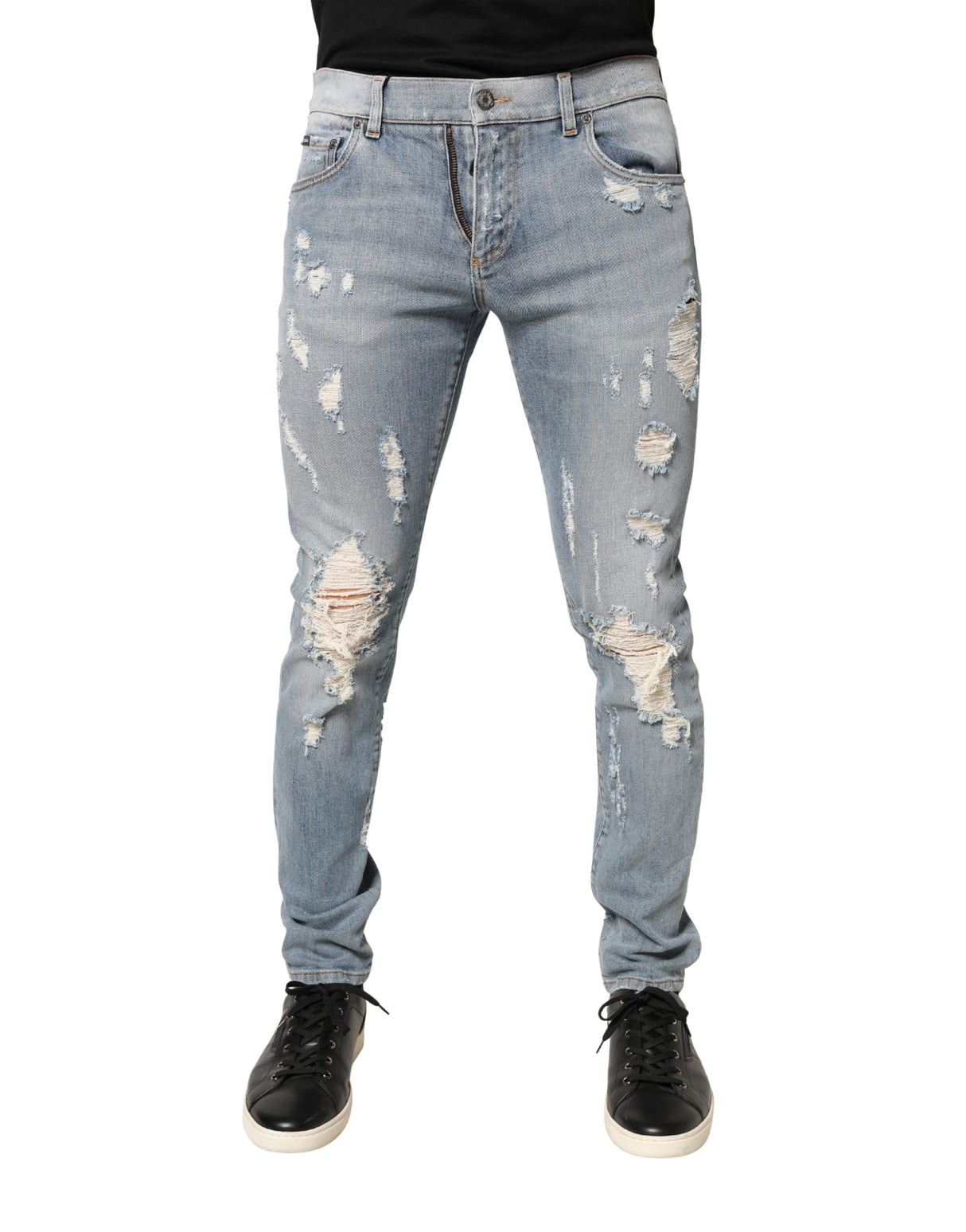 Dolce & Gabbana Light Blue Distressed Skinny Men Denim Jeans