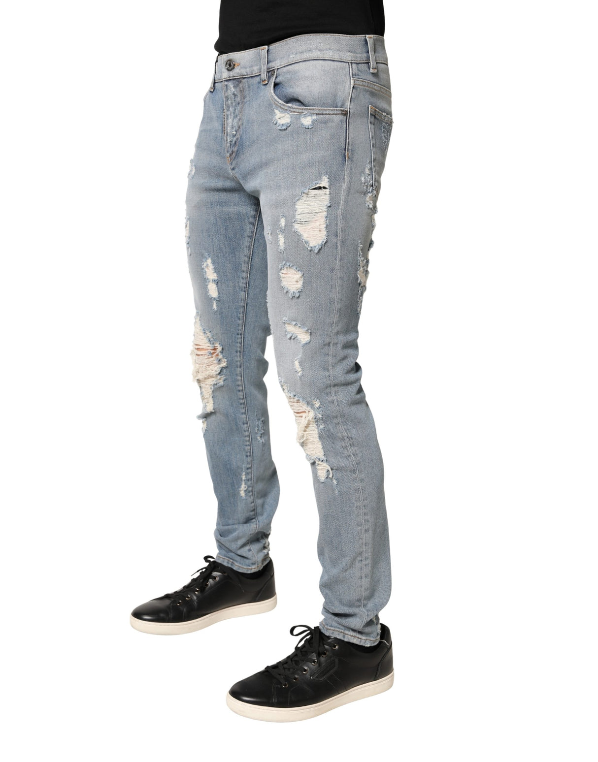 Dolce & Gabbana Light Blue Distressed Skinny Men Denim Jeans