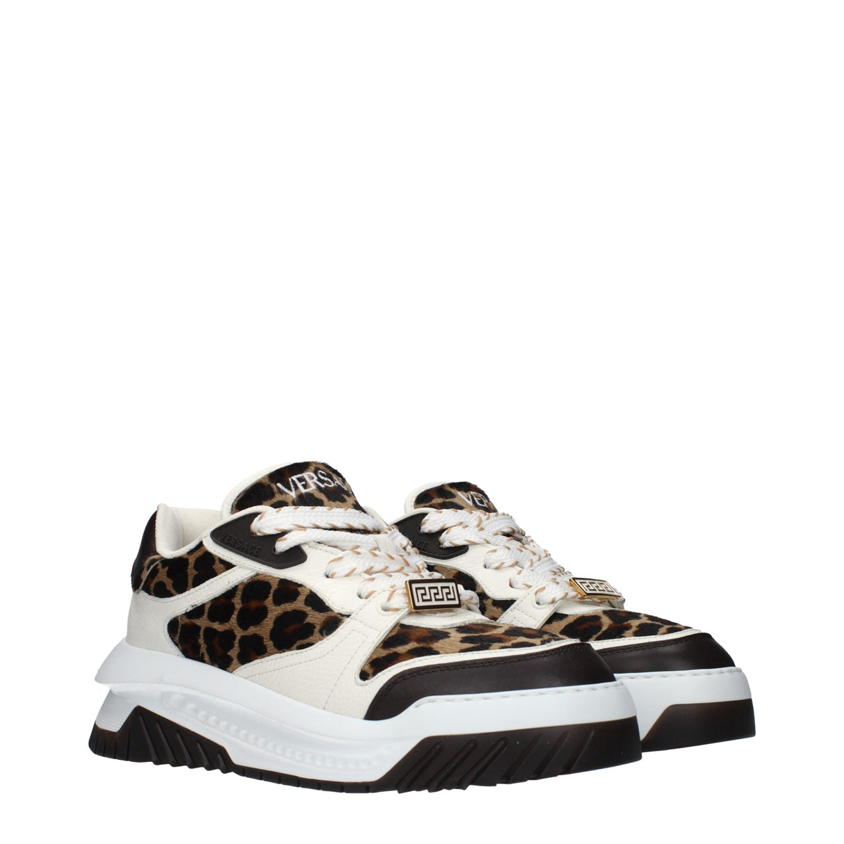 Versace Brown Horsehair Chunky Sneakers