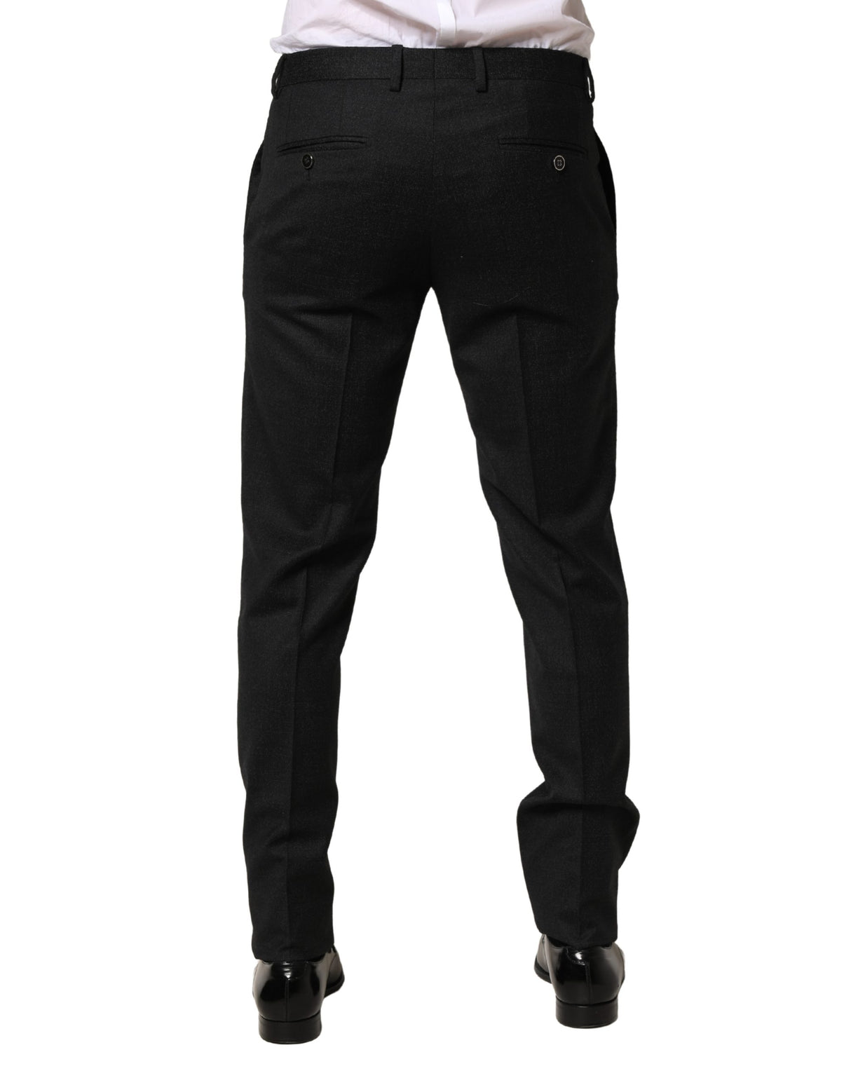 Dolce & Gabbana Black Wool Skinny Men Dress Trouser Pants