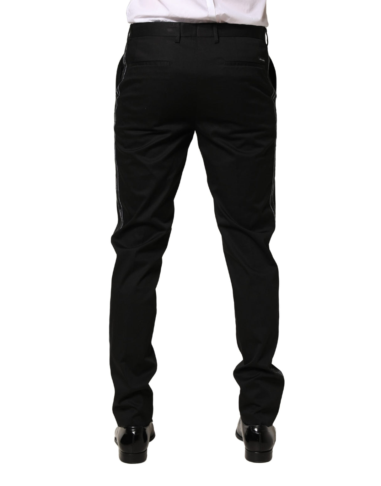 Dolce & Gabbana Black Cotton Skinny Men Dress Trouser Pants
