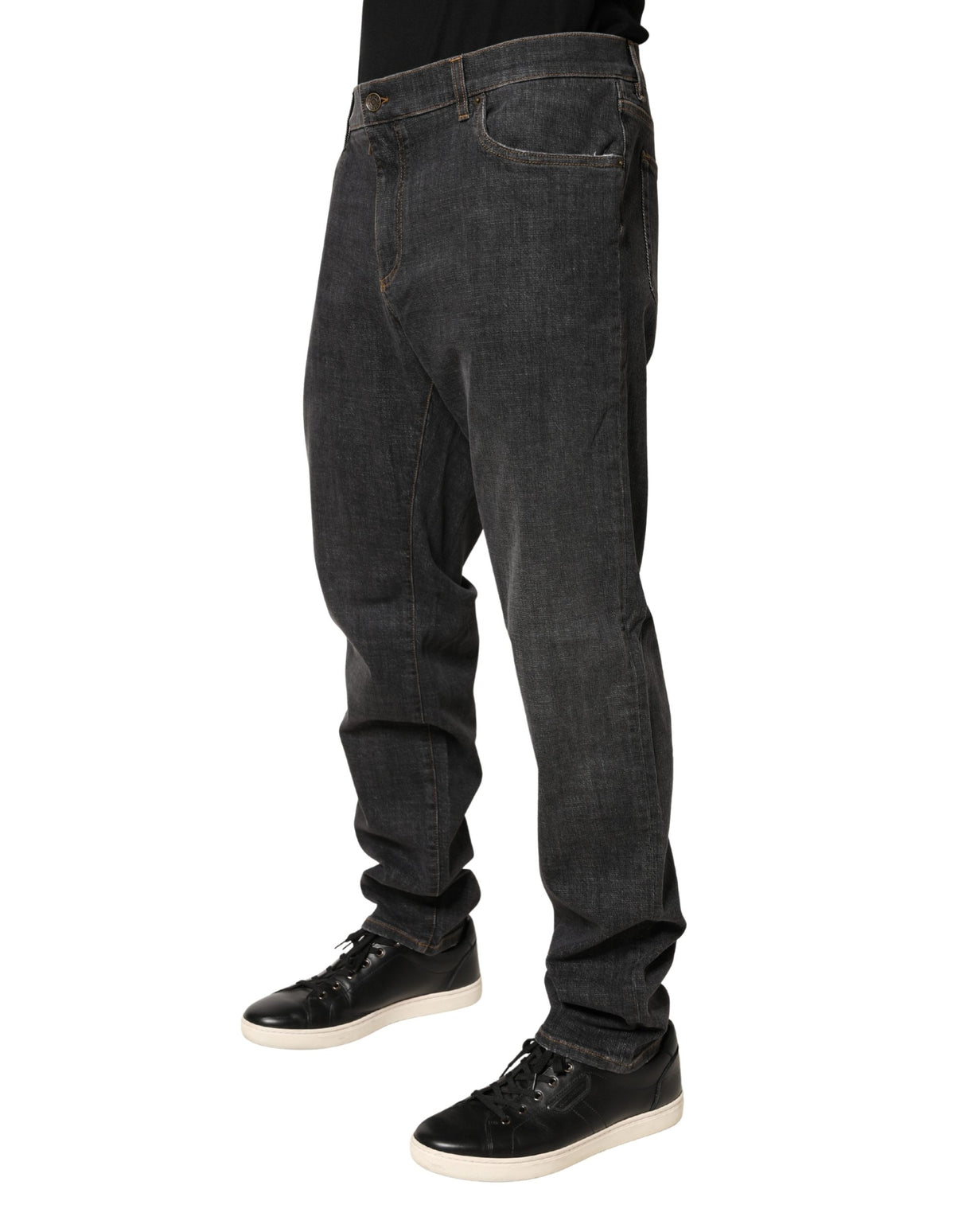 Dolce & Gabbana Dark Gray Slim Fit Cotton Men Denim Jeans