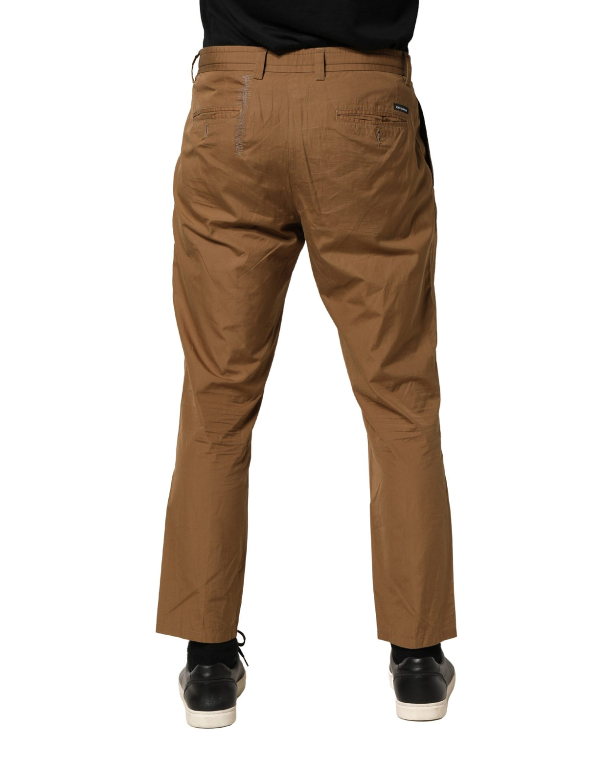 Dolce & Gabbana Brown Cotton Straight Chino Men Trouser Pants