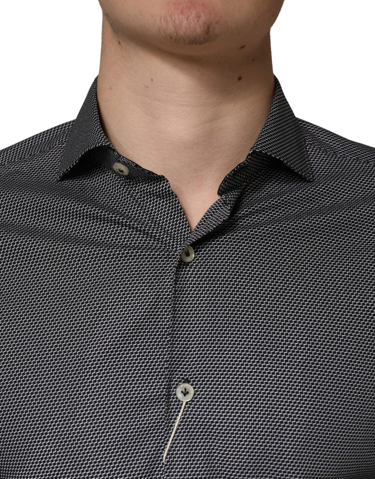 Domenico Tagliente Gray Patterned Long Sleeves Men Dress Shirt