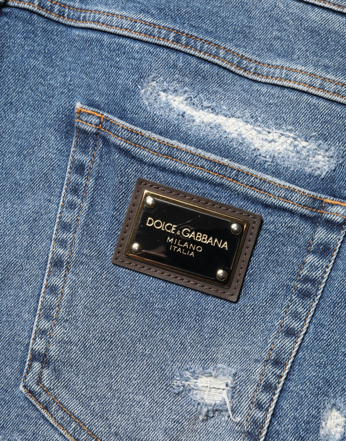 Dolce & Gabbana Blue Cotton Distressed Denim Bermuda Shorts