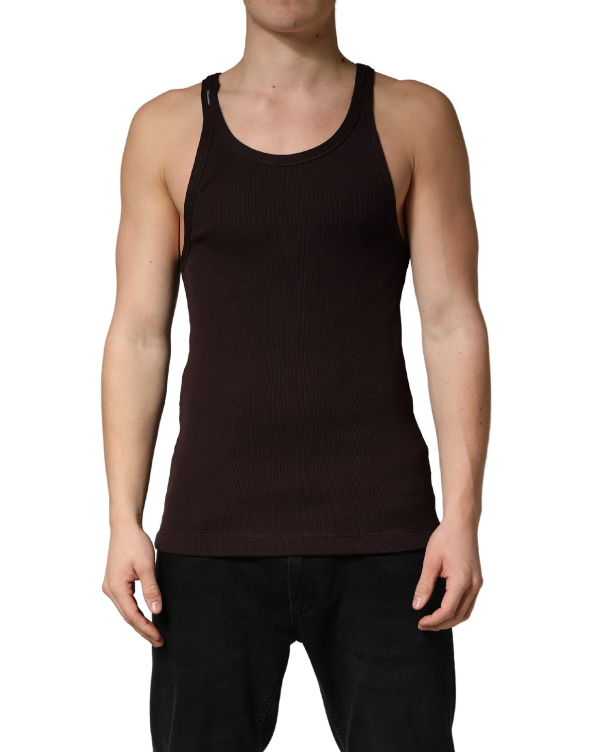 Dolce & Gabbana Brown Sleeveless Round Neck Tank Top T-shirt