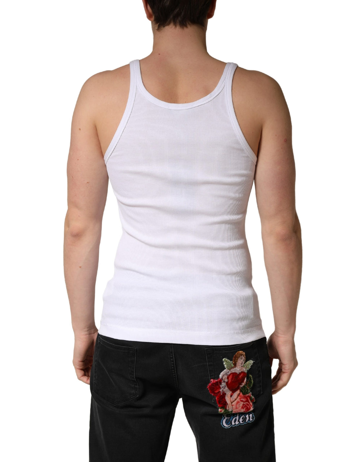 Dolce & Gabbana White Sleeveless Round Neck Tank Top T-shirt