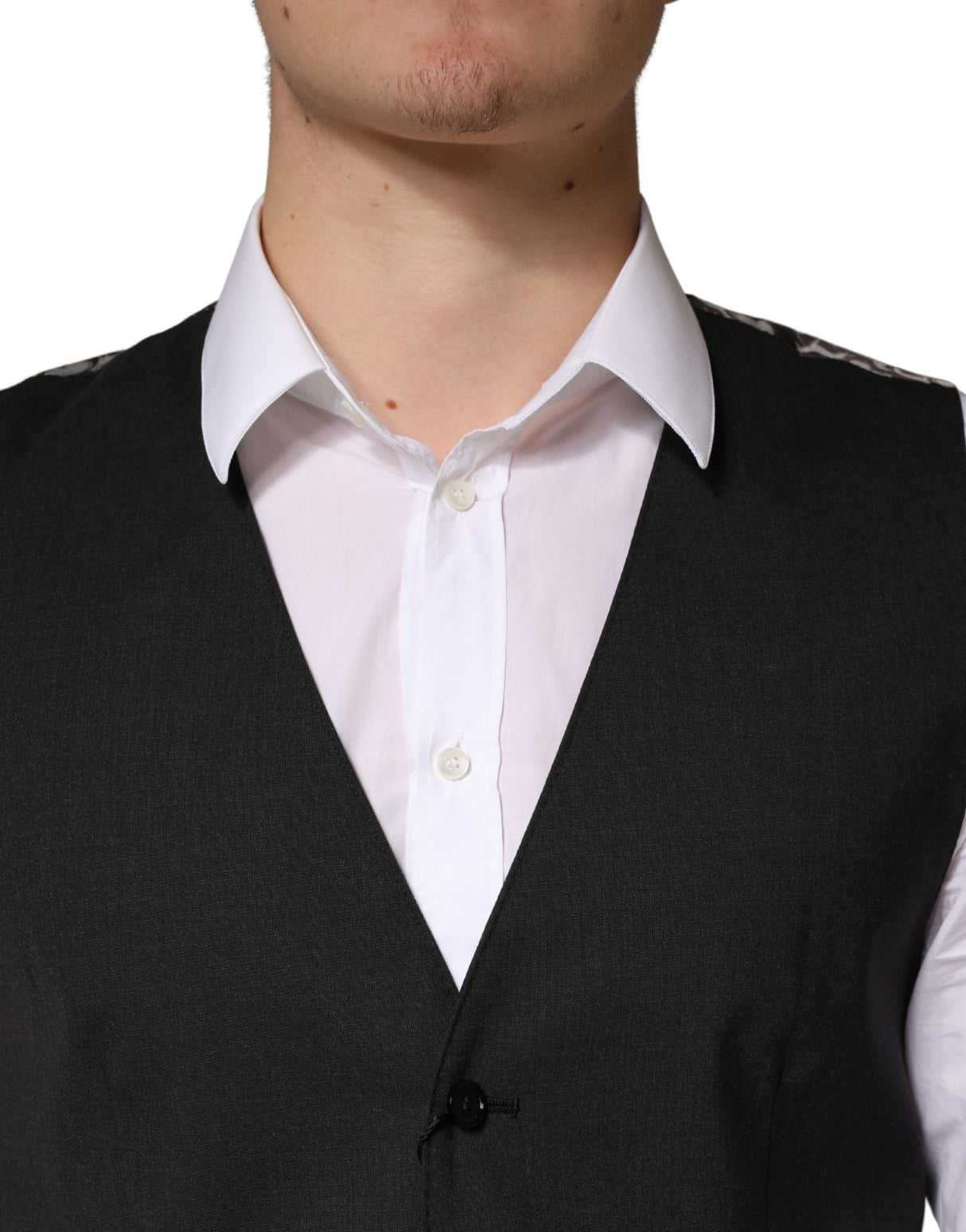 Dolce & Gabbana Black Wool Dress Men Formal Waistcoat Vest