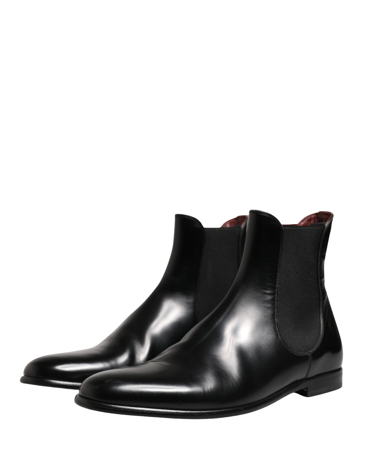 Dolce & Gabbana Black Leather Fur Men CHELSEA Boots Shoes