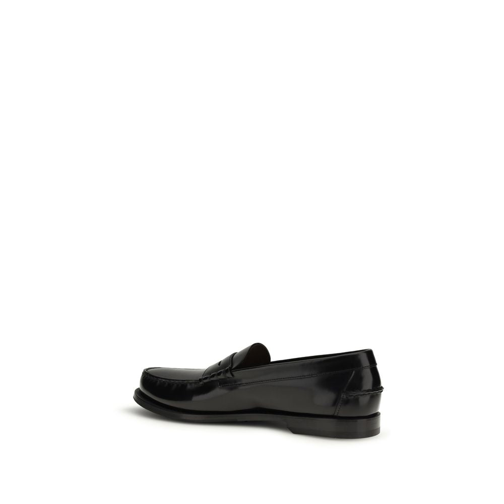 Prada Black Calf Leather Bos Taurus Slip-On Loafers