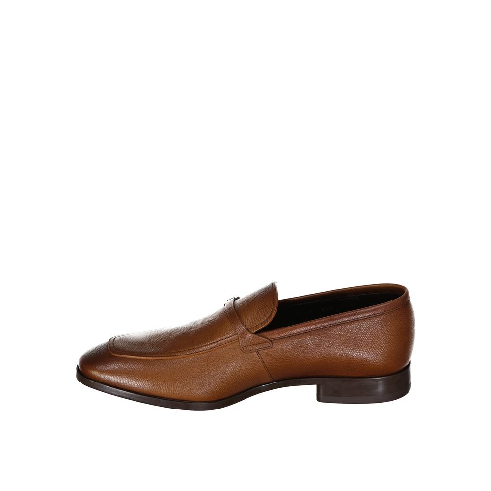 Salvatore Ferragamo Brown Leather Slip-On Loafers