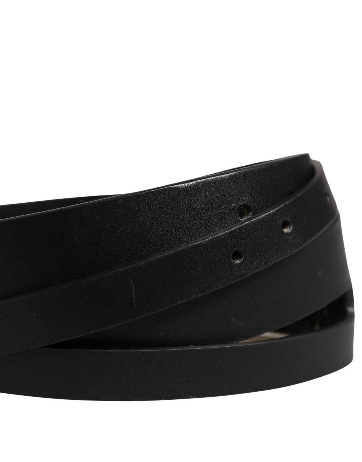 Dolce & Gabbana Black Double Strap Leather Silver Buckle Belt