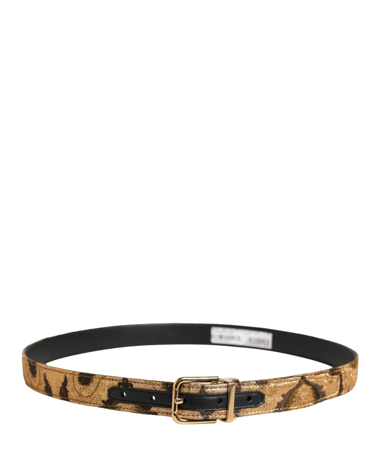 Dolce & Gabbana Beige Acetate Leather Gold Metal Buckle Belt
