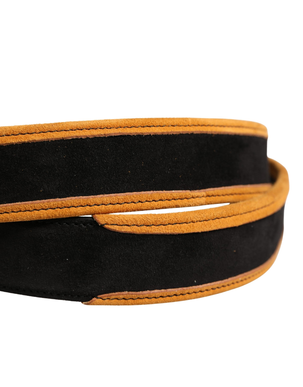 Dolce & Gabbana Men Black Orange Polyester Metal Buckle Belt