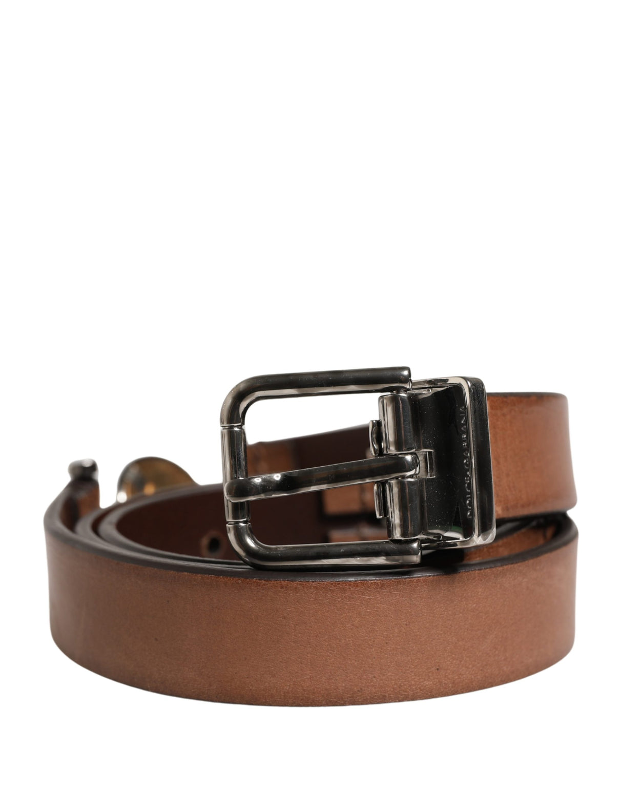 Dolce & Gabbana Men Brown Classic Leather Metal Buckle Belt