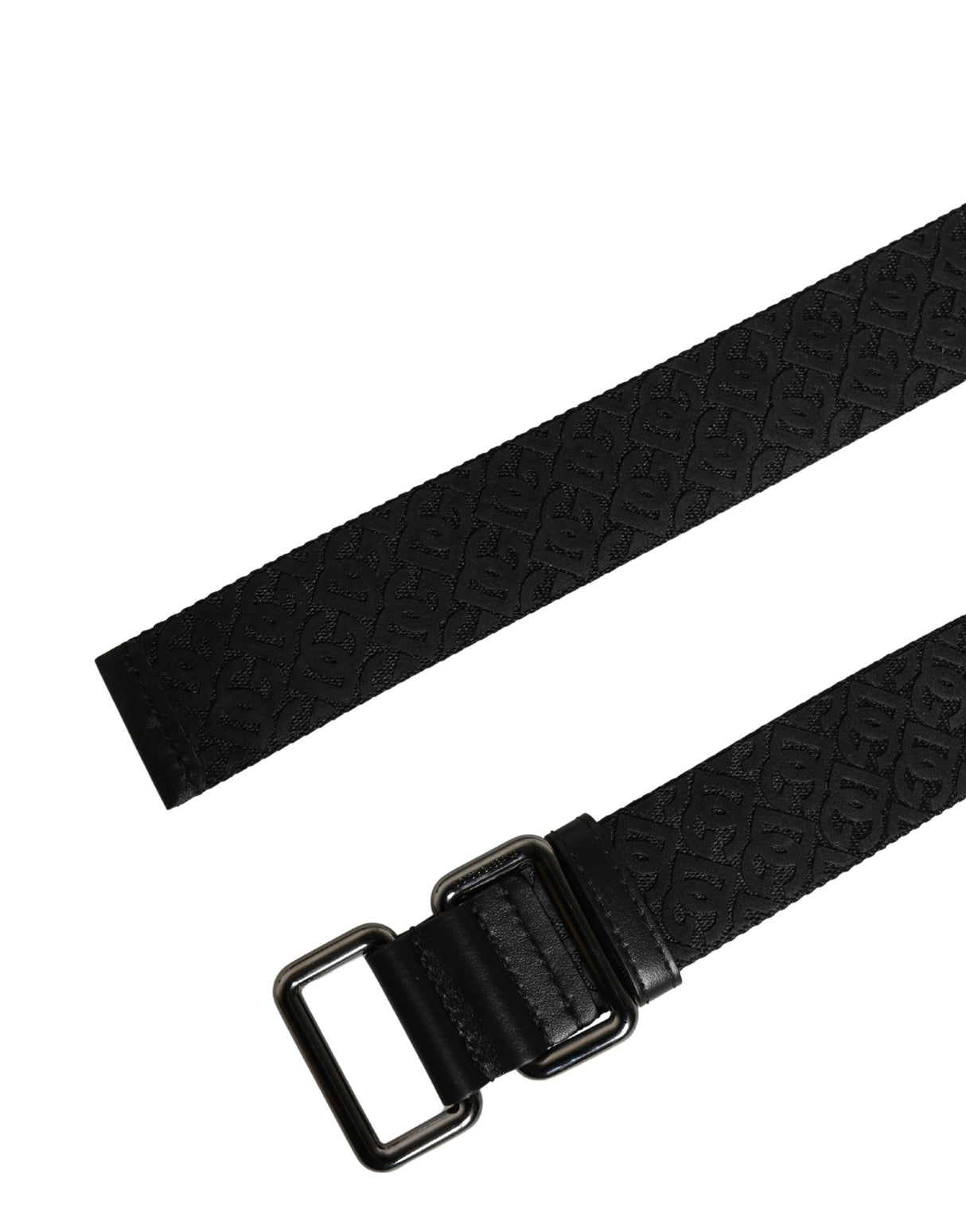 Dolce & Gabbana Men Black DG Logo Polyester Metal Buckle Belt