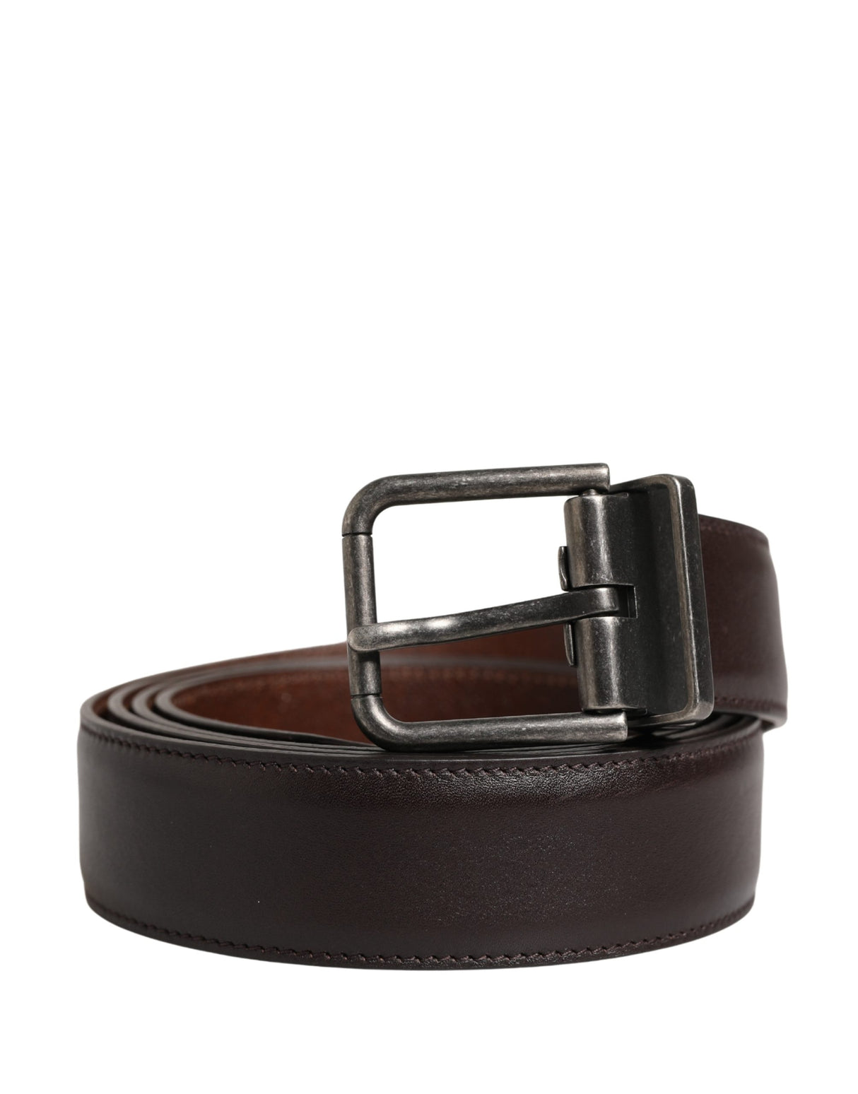 Dolce & Gabbana Men Brown Classic Leather Metal Buckle Belt