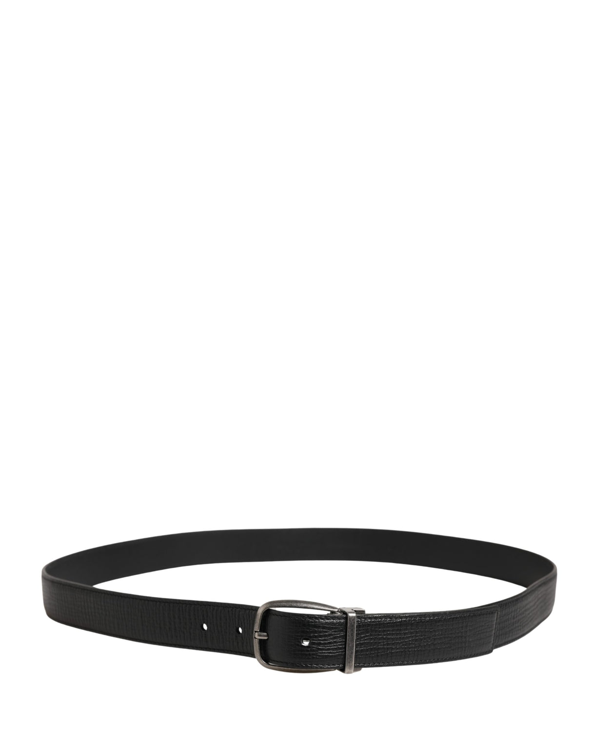 Dolce & Gabbana Men Black Classic Leather Metal Buckle Belt