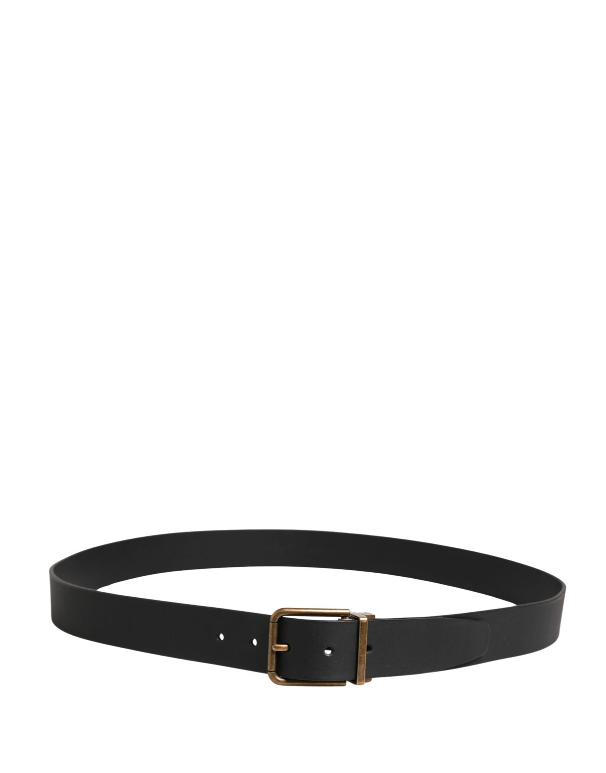 Dolce & Gabbana Men Black Classic Leather Metal Buckle Belt