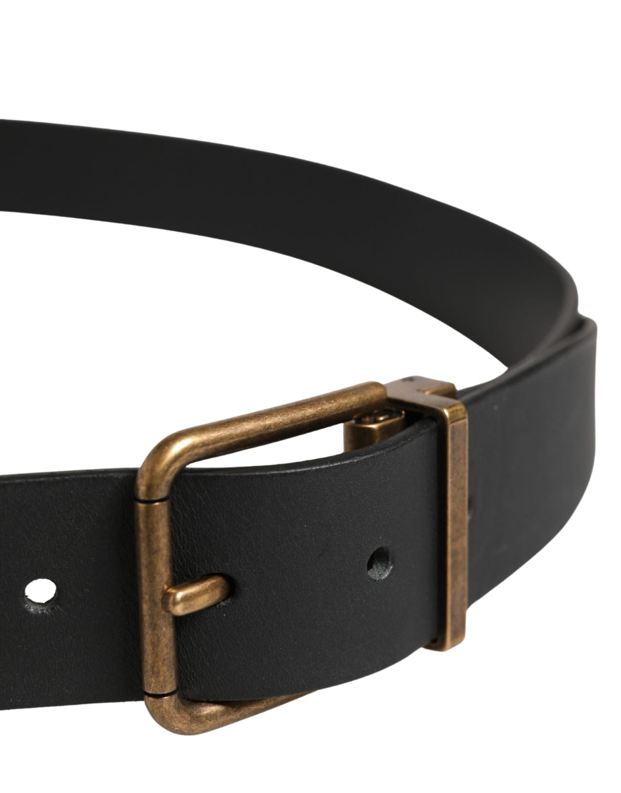 Dolce & Gabbana Men Black Classic Leather Metal Buckle Belt