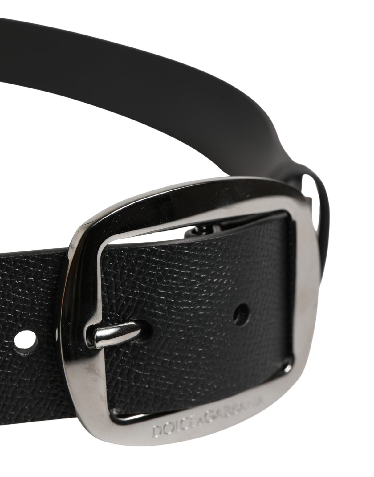 Dolce & Gabbana Men Black Classic Leather Metal Buckle Belt