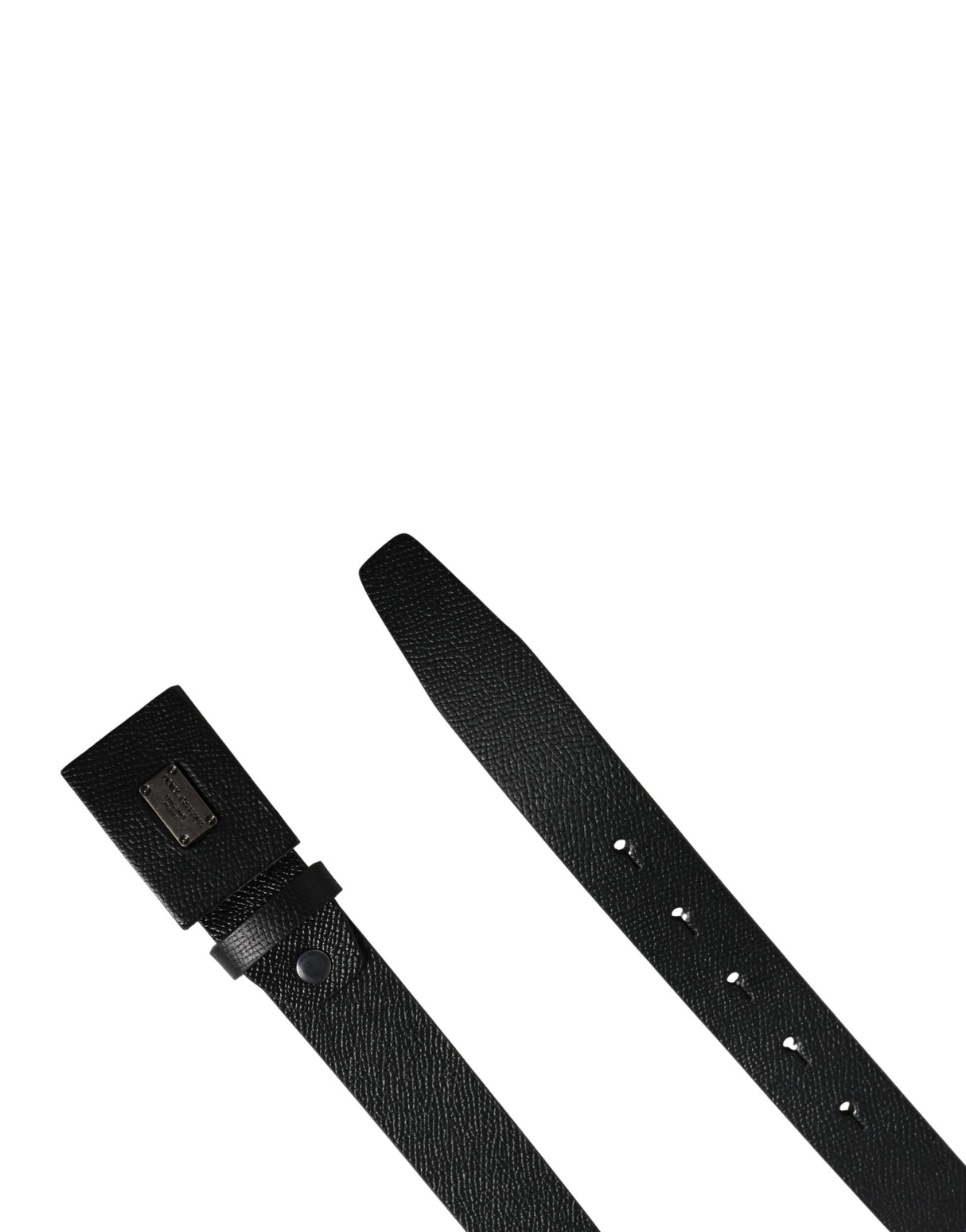 Dolce & Gabbana Men Black Calfskin Leather Square Buckle Belt