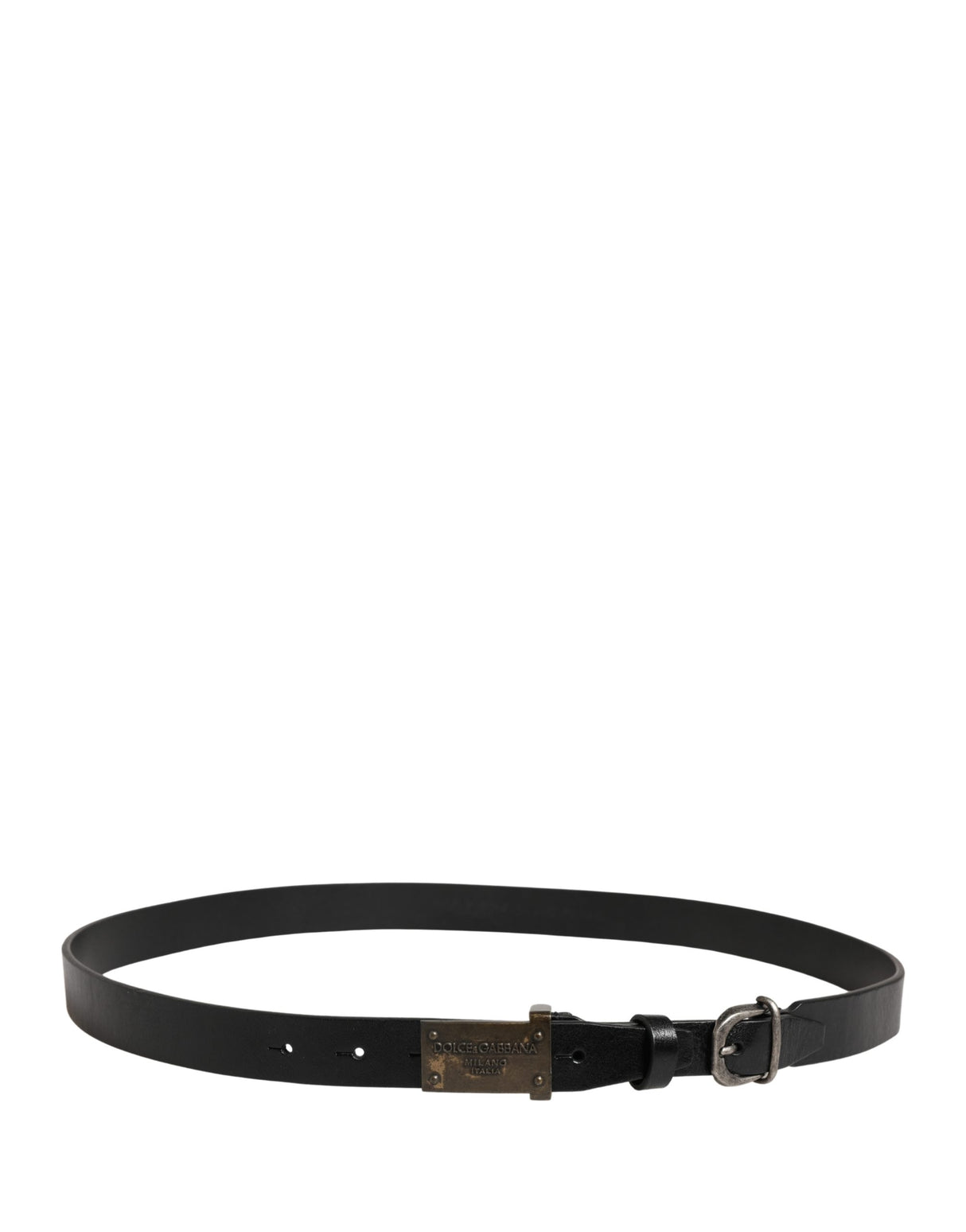 Dolce & Gabbana Men Black Classic Leather Logo Buckle Belt
