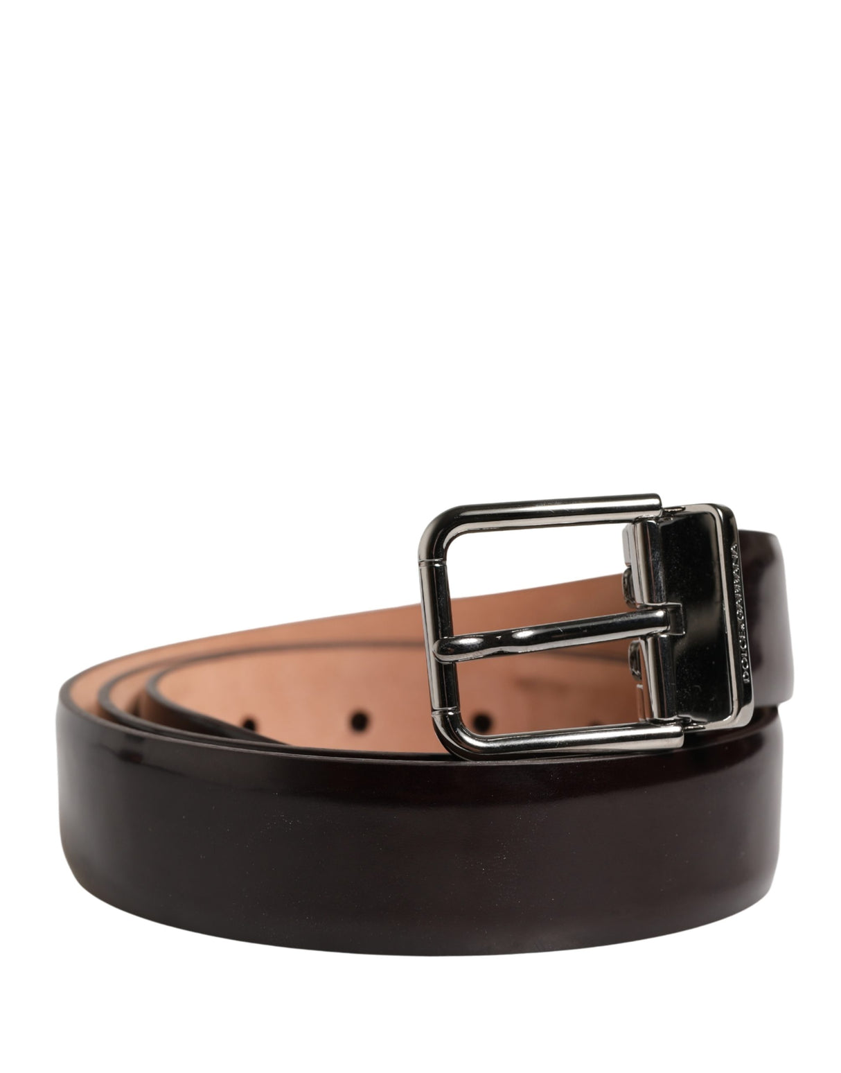 Dolce & Gabbana Men Black Calfskin Leather Metal Buckle Belt
