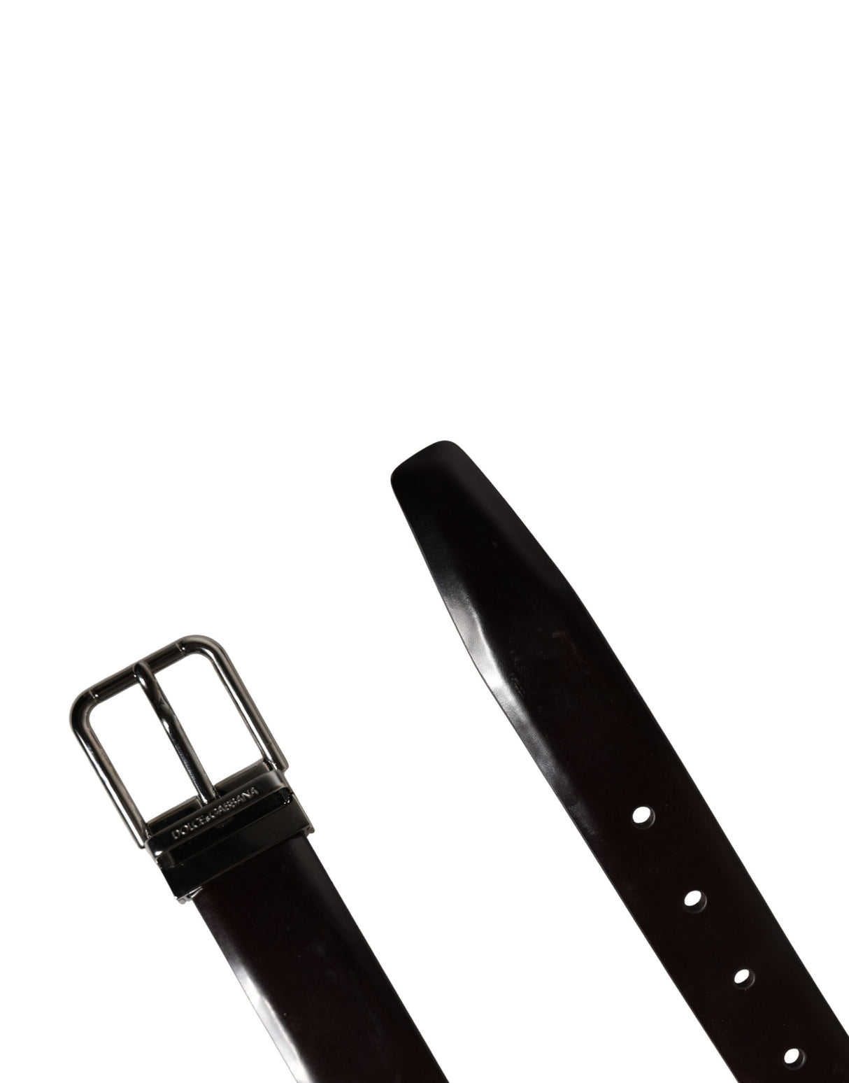 Dolce & Gabbana Men Black Calfskin Leather Metal Buckle Belt