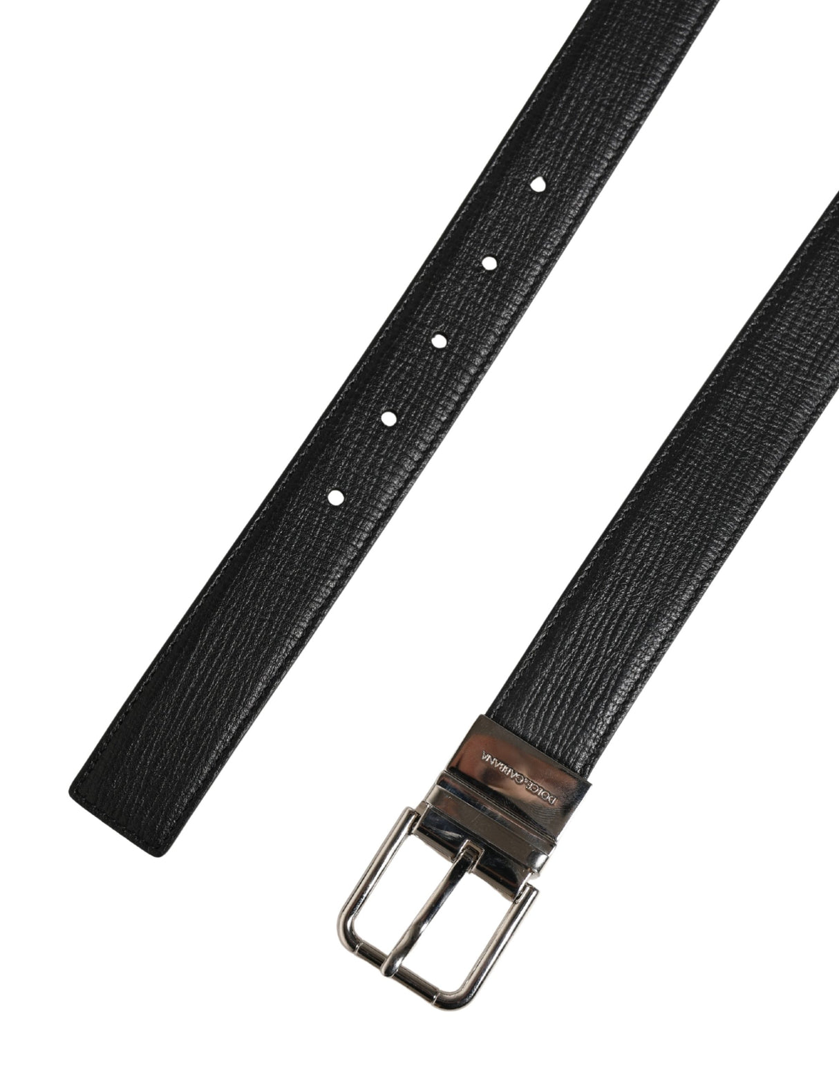Dolce & Gabbana Men Black Classic Leather Metal Buckle Belt