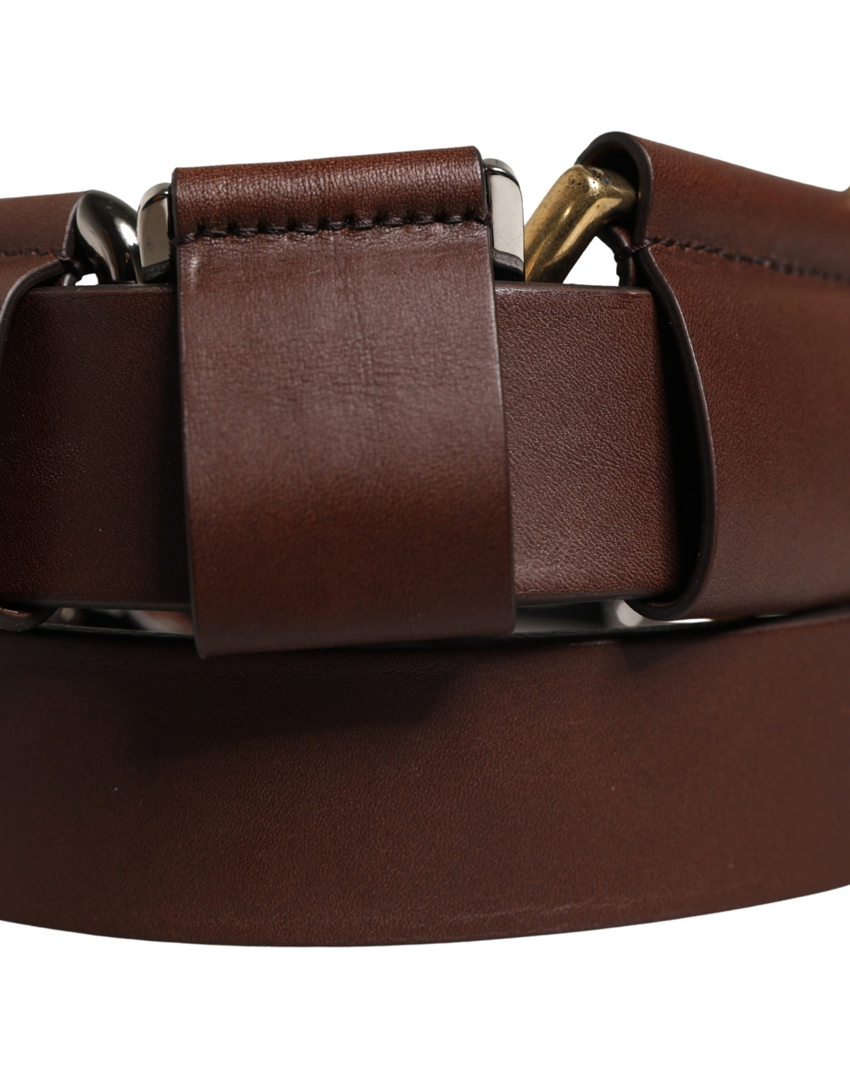 Dolce & Gabbana Men Brown Classic Leather Metal Buckle Belt